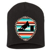 Horse Barrel Racing Serape Leopard Pattern Rodeo Cowgirl Short Acrylic Beanie