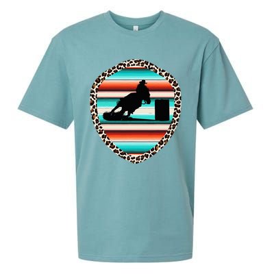 Horse Barrel Racing Serape Leopard Pattern Rodeo Cowgirl Sueded Cloud Jersey T-Shirt