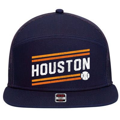 Houston Baseball Retro Vintage 7 Panel Mesh Trucker Snapback Hat