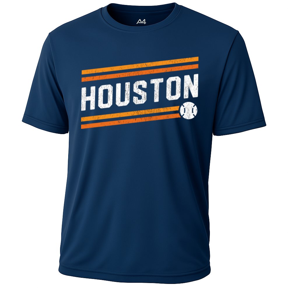 Houston Baseball Retro Vintage Cooling Performance Crew T-Shirt