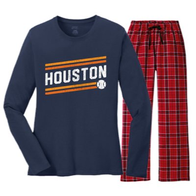 Houston Baseball Retro Vintage Women's Long Sleeve Flannel Pajama Set 