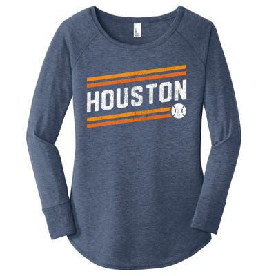 Houston Baseball Retro Vintage Women's Perfect Tri Tunic Long Sleeve Shirt