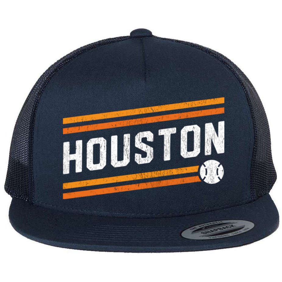 Houston Baseball Retro Vintage Flat Bill Trucker Hat