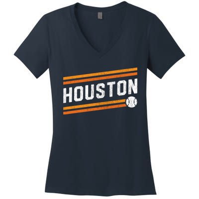 Houston Baseball Retro Vintage Women's V-Neck T-Shirt