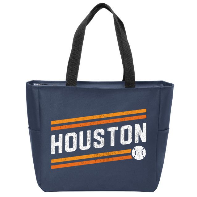 Houston Baseball Retro Vintage Zip Tote Bag