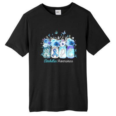 Hope Blue Ribbon Flower Jars Diabetes Awareness Tall Fusion ChromaSoft Performance T-Shirt