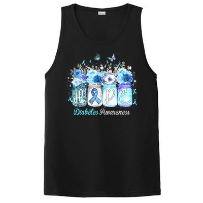 Hope Blue Ribbon Flower Jars Diabetes Awareness PosiCharge Competitor Tank