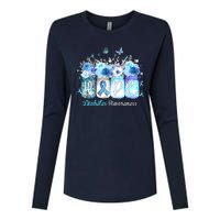 Hope Blue Ribbon Flower Jars Diabetes Awareness Womens Cotton Relaxed Long Sleeve T-Shirt