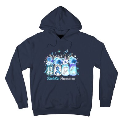 Hope Blue Ribbon Flower Jars Diabetes Awareness Hoodie