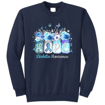 Hope Blue Ribbon Flower Jars Diabetes Awareness Sweatshirt