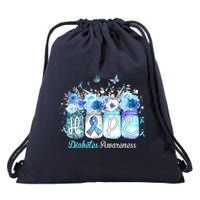 Hope Blue Ribbon Flower Jars Diabetes Awareness Drawstring Bag