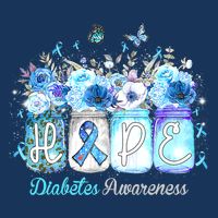 Hope Blue Ribbon Flower Jars Diabetes Awareness Drawstring Bag