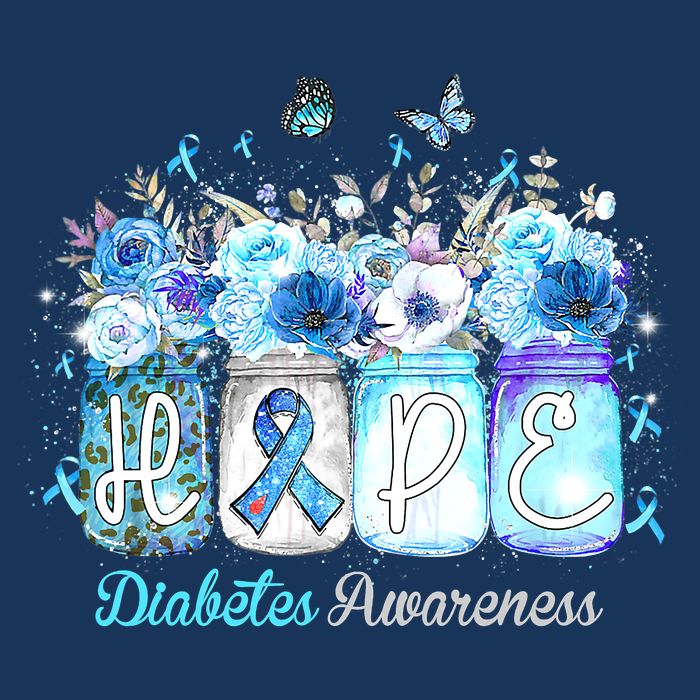 Hope Blue Ribbon Flower Jars Diabetes Awareness Drawstring Bag