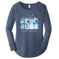 Hope Blue Ribbon Flower Jars Diabetes Awareness Women's Perfect Tri Tunic Long Sleeve Shirt