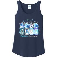 Hope Blue Ribbon Flower Jars Diabetes Awareness Ladies Essential Tank