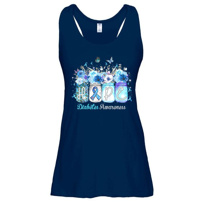 Hope Blue Ribbon Flower Jars Diabetes Awareness Ladies Essential Flowy Tank