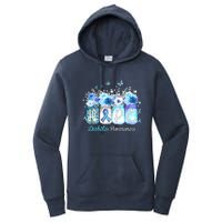 Hope Blue Ribbon Flower Jars Diabetes Awareness Women's Pullover Hoodie