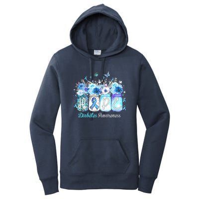 Hope Blue Ribbon Flower Jars Diabetes Awareness Women's Pullover Hoodie