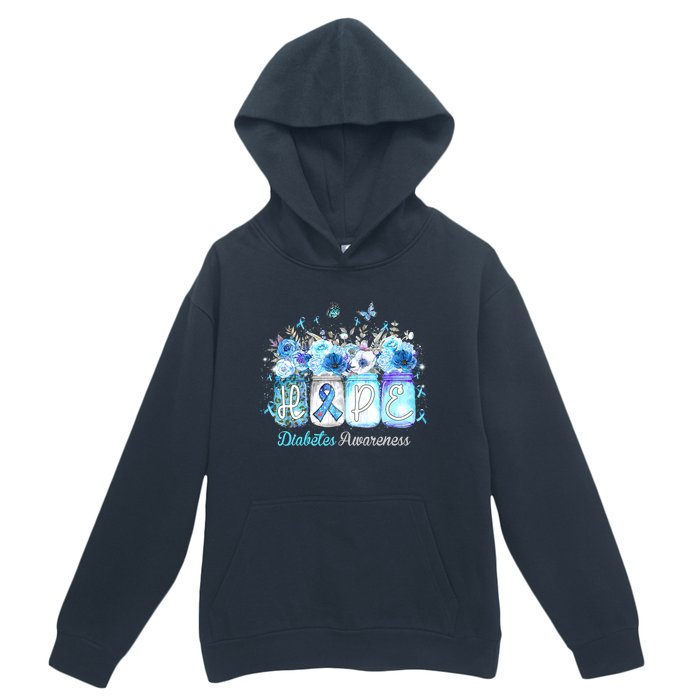 Hope Blue Ribbon Flower Jars Diabetes Awareness Urban Pullover Hoodie