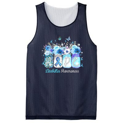 Hope Blue Ribbon Flower Jars Diabetes Awareness Mesh Reversible Basketball Jersey Tank