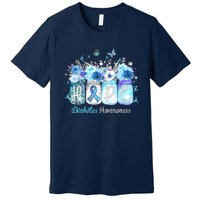 Hope Blue Ribbon Flower Jars Diabetes Awareness Premium T-Shirt