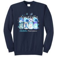 Hope Blue Ribbon Flower Jars Diabetes Awareness Tall Sweatshirt