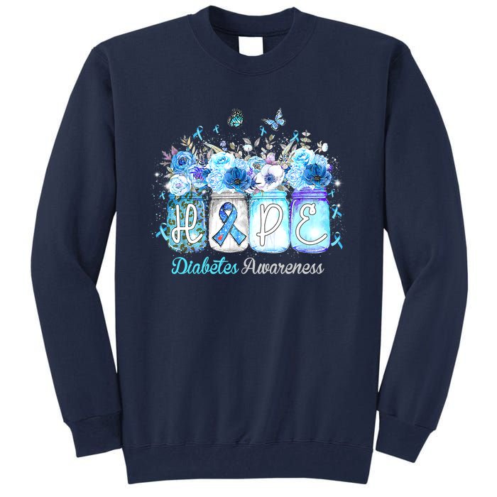 Hope Blue Ribbon Flower Jars Diabetes Awareness Tall Sweatshirt