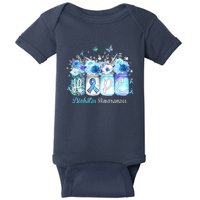 Hope Blue Ribbon Flower Jars Diabetes Awareness Baby Bodysuit