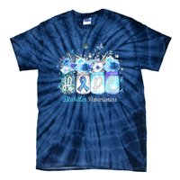 Hope Blue Ribbon Flower Jars Diabetes Awareness Tie-Dye T-Shirt