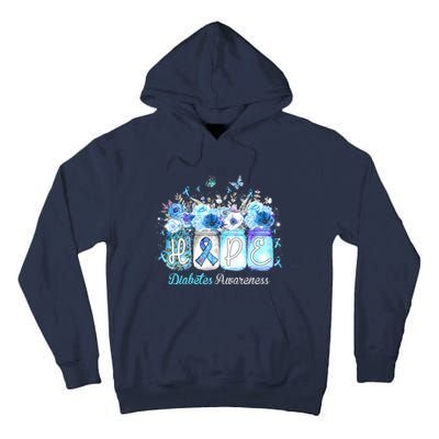 Hope Blue Ribbon Flower Jars Diabetes Awareness Tall Hoodie