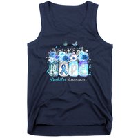 Hope Blue Ribbon Flower Jars Diabetes Awareness Tank Top