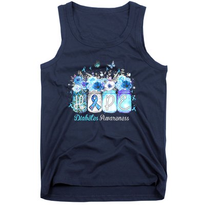 Hope Blue Ribbon Flower Jars Diabetes Awareness Tank Top