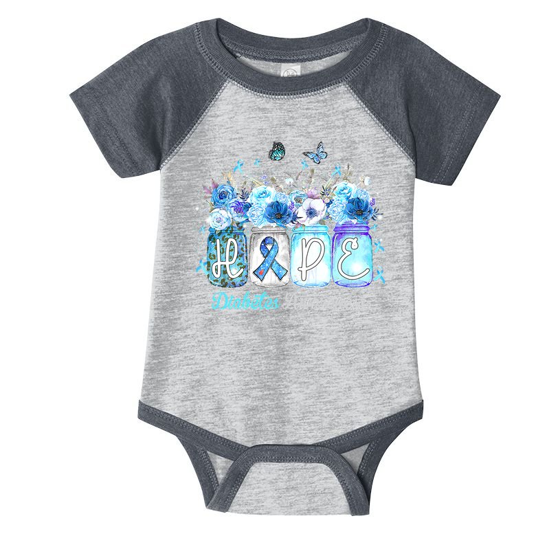 Hope Blue Ribbon Flower Jars Diabetes Awareness Infant Baby Jersey Bodysuit