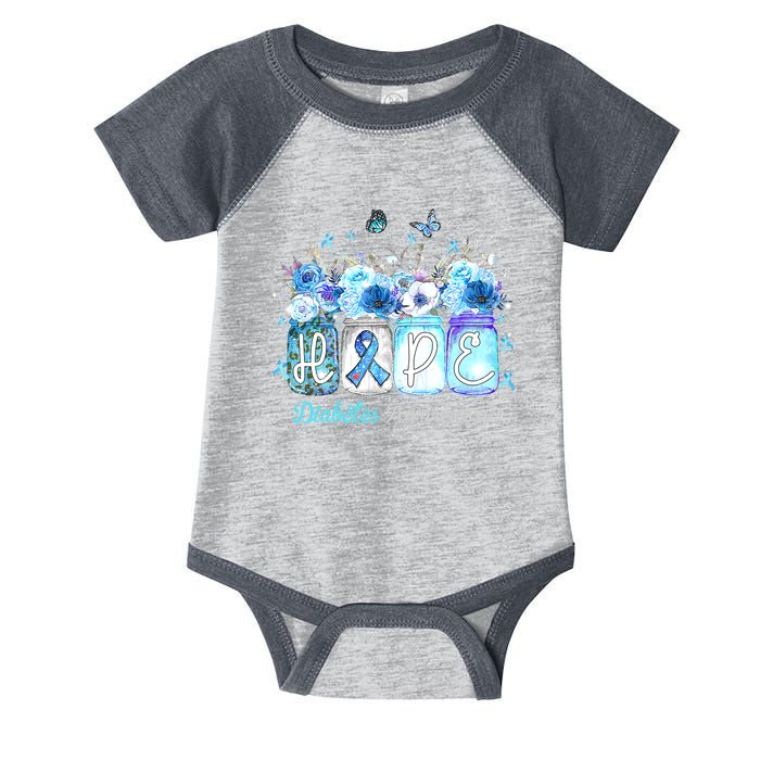 Hope Blue Ribbon Flower Jars Diabetes Awareness Infant Baby Jersey Bodysuit