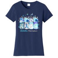 Hope Blue Ribbon Flower Jars Diabetes Awareness Women's T-Shirt