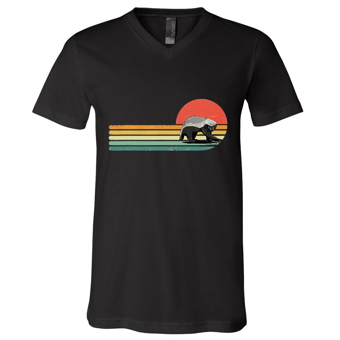Honey Badger Retro Style Wild Animal Lover Zookeeper V-Neck T-Shirt