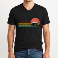 Honey Badger Retro Style Wild Animal Lover Zookeeper V-Neck T-Shirt