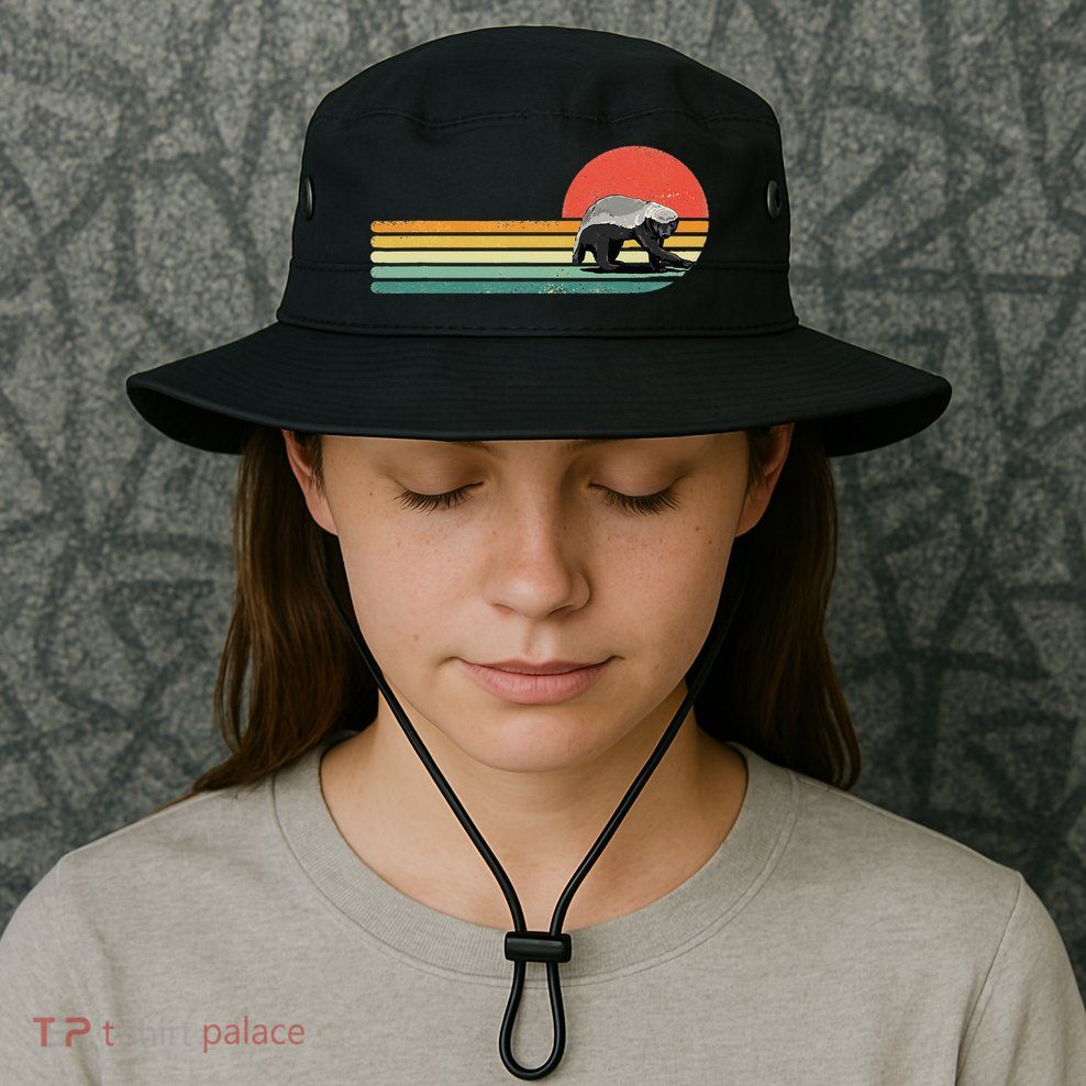 Honey Badger Retro Style Wild Animal Lover Zookeeper Bucket Hat