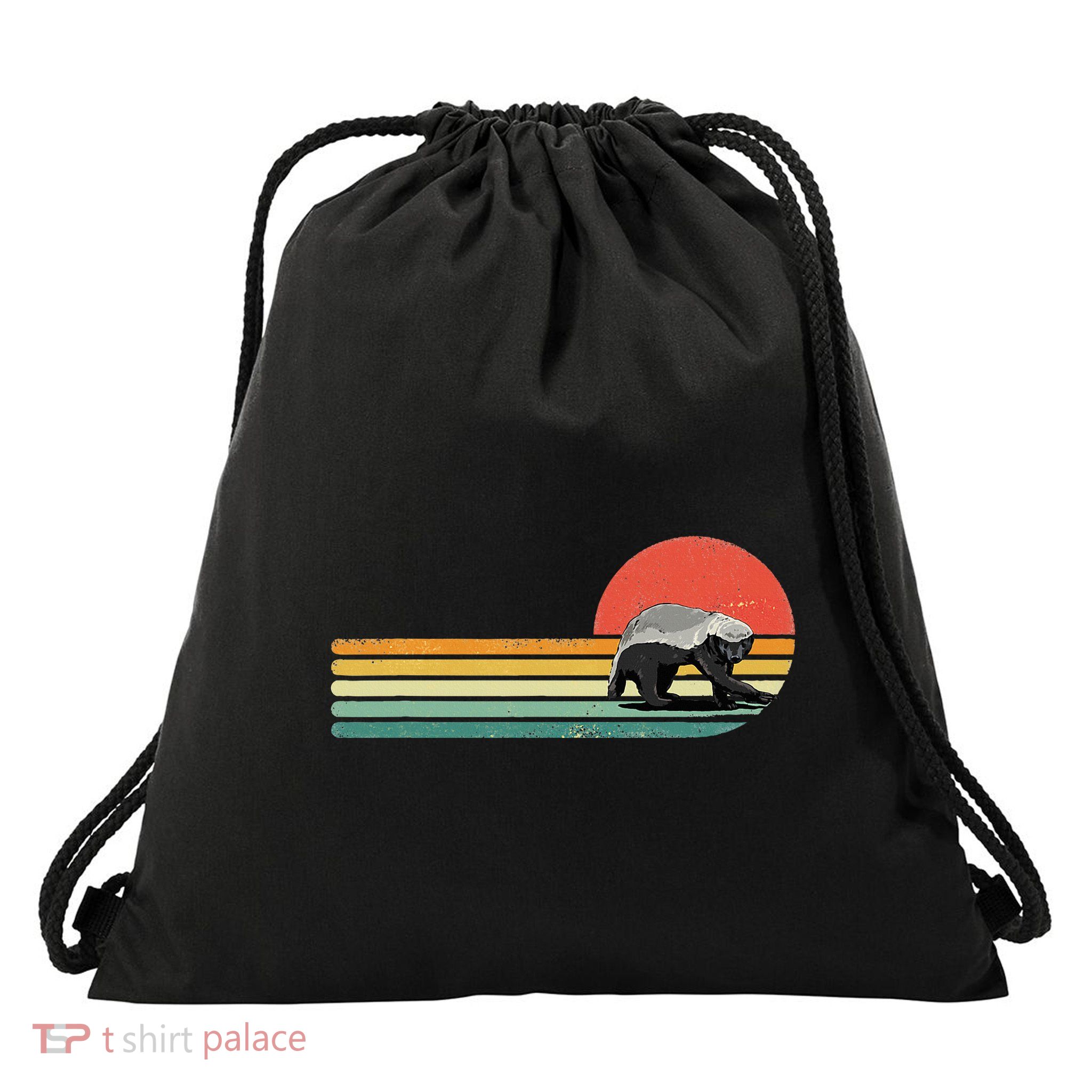 Honey Badger Retro Style Wild Animal Lover Zookeeper Drawstring Bag