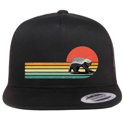 Honey Badger Retro Style Wild Animal Lover Zookeeper Flatbill Hat