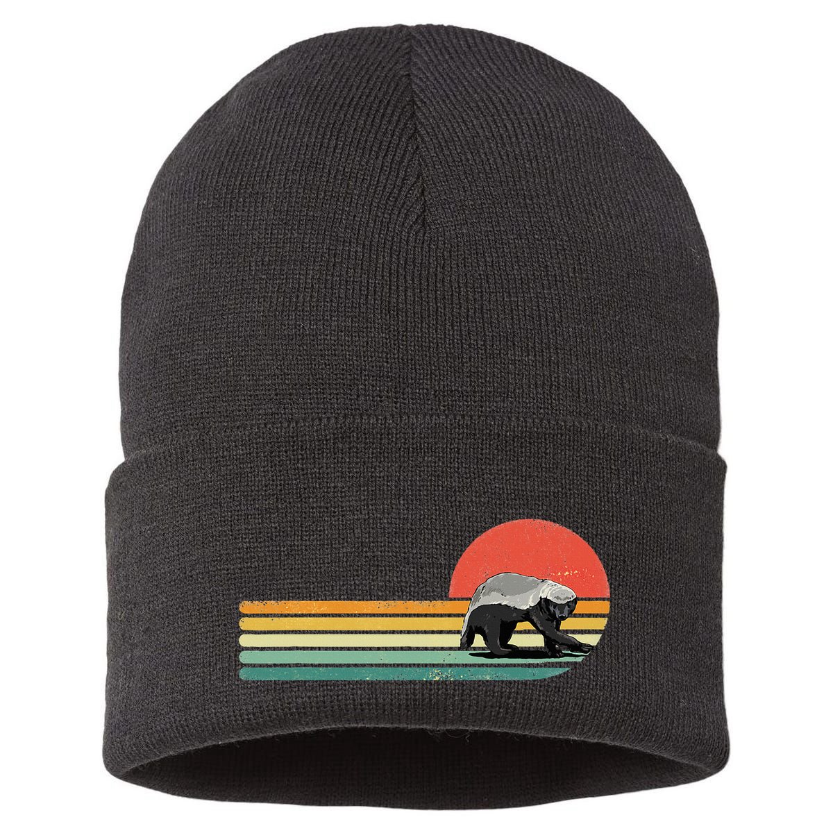 Honey Badger Retro Style Wild Animal Lover Zookeeper Sustainable Knit Beanie