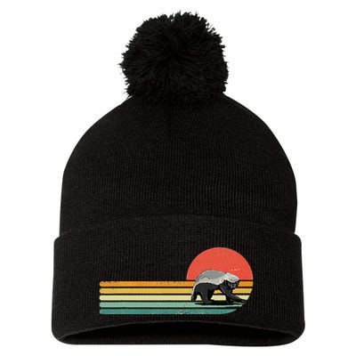 Honey Badger Retro Style Wild Animal Lover Zookeeper Pom Pom 12in Knit Beanie