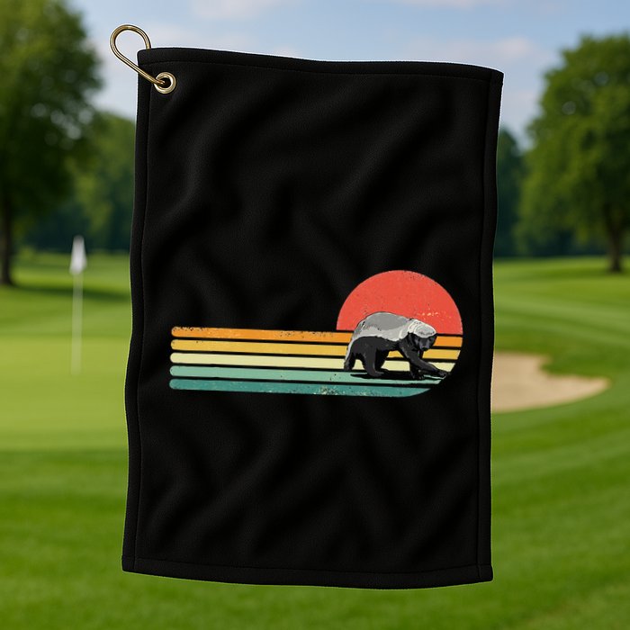 Honey Badger Retro Style Wild Animal Lover Zookeeper Golf Towel
