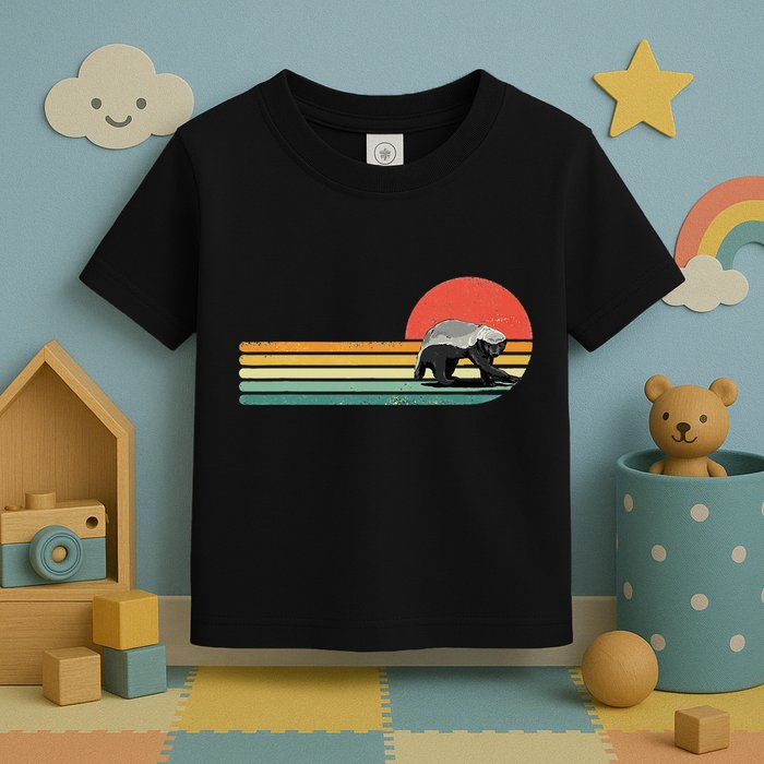 Honey Badger Retro Style Wild Animal Lover Zookeeper Toddler T-Shirt