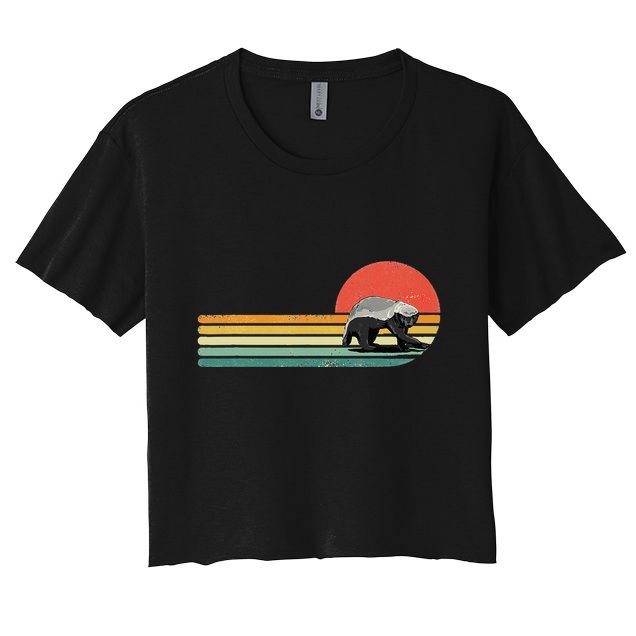 Honey Badger Retro Style Wild Animal Lover Zookeeper Crop Top
