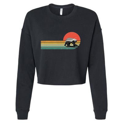 Honey Badger Retro Style Wild Animal Lover Zookeeper Cropped Pullover Crew