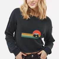 Honey Badger Retro Style Wild Animal Lover Zookeeper Cropped Pullover Crew