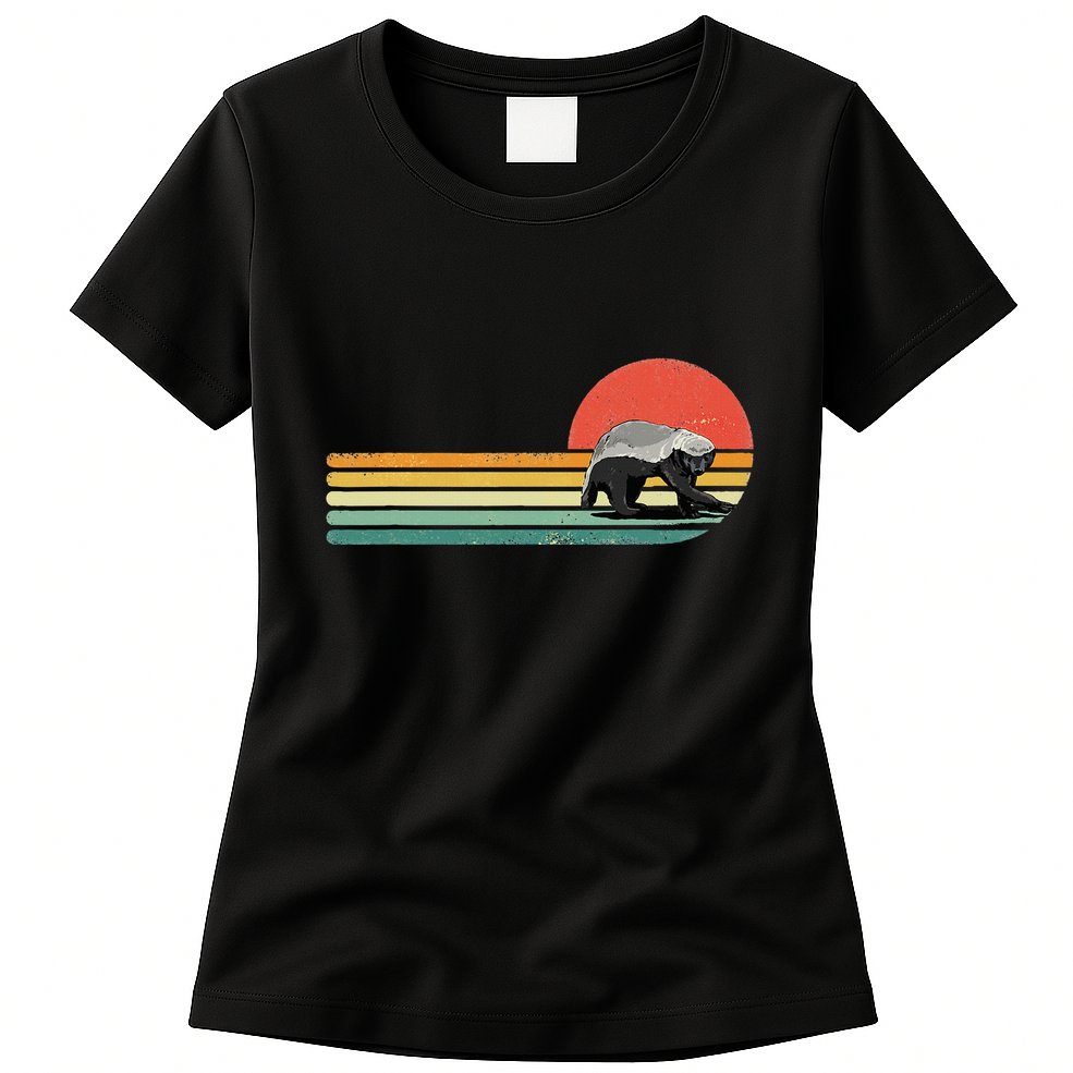 Honey Badger Retro Style Wild Animal Lover Zookeeper Womens T-Shirt