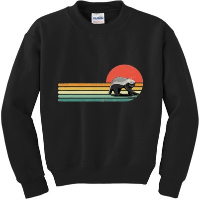 Honey Badger Retro Style Wild Animal Lover Zookeeper Kids Sweatshirt