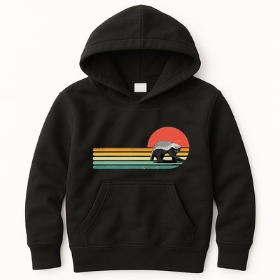 Honey Badger Retro Style Wild Animal Lover Zookeeper Kids Hoodie